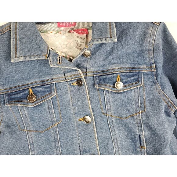 Zunie Girl Match Set Denim Jacket and Sage Flower dress Sz L 10/12 - Picture 9 of 14